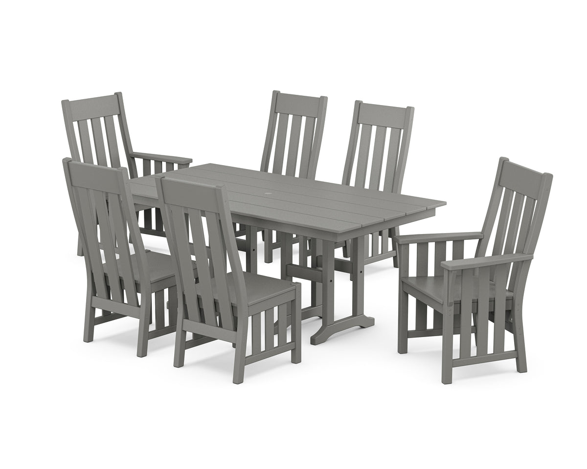 POLYWOOD Acadia 7-Piece Farmhouse Dining Set in Slate Grey