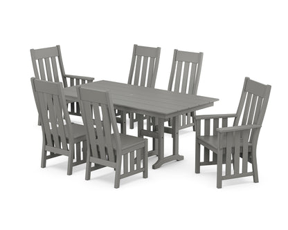 POLYWOOD Acadia 7-Piece Farmhouse Dining Set in Slate Grey