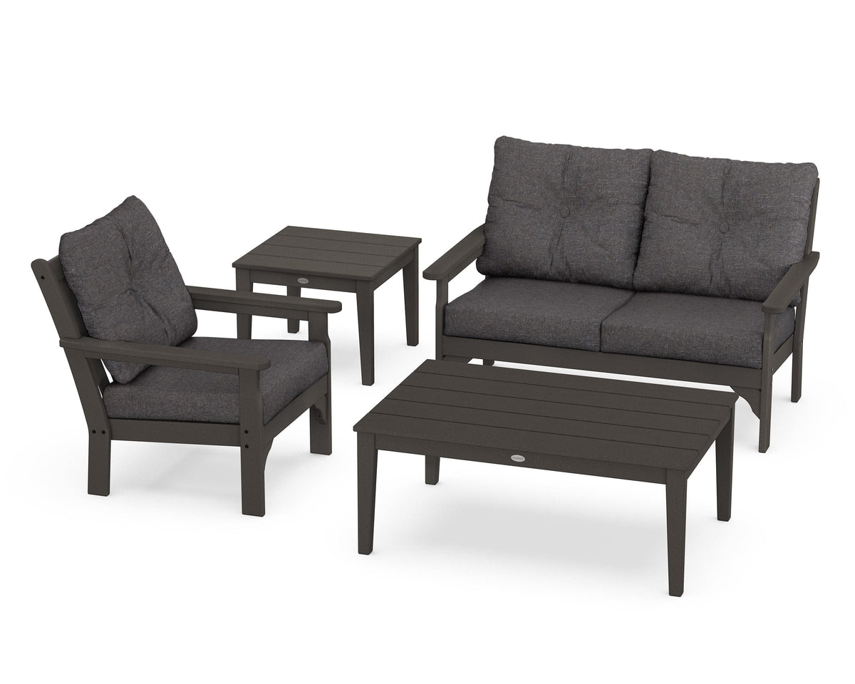 POLYWOOD Vineyard 4-Piece Deep Seating Set in Vintage Coffee / Ash Charcoal