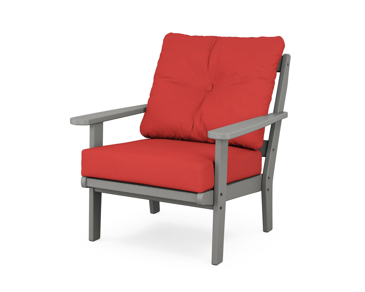 POLYWOOD Mission Deep Seating Chair in Slate Grey / Crimson Linen