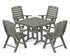 POLYWOOD Nautical Folding Highback Chair 5-Piece Farmhouse Trestle Dining Set in Slate Grey