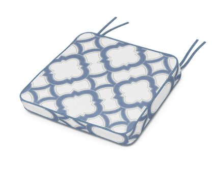 POLYWOOD Chinoiserie Arm Chair Seat Cushion in Trellis Sky Blue