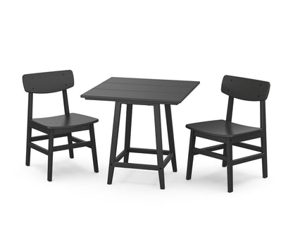 POLYWOOD Modern Studio Urban Chair 3-Piece Bistro Dining Set in Black