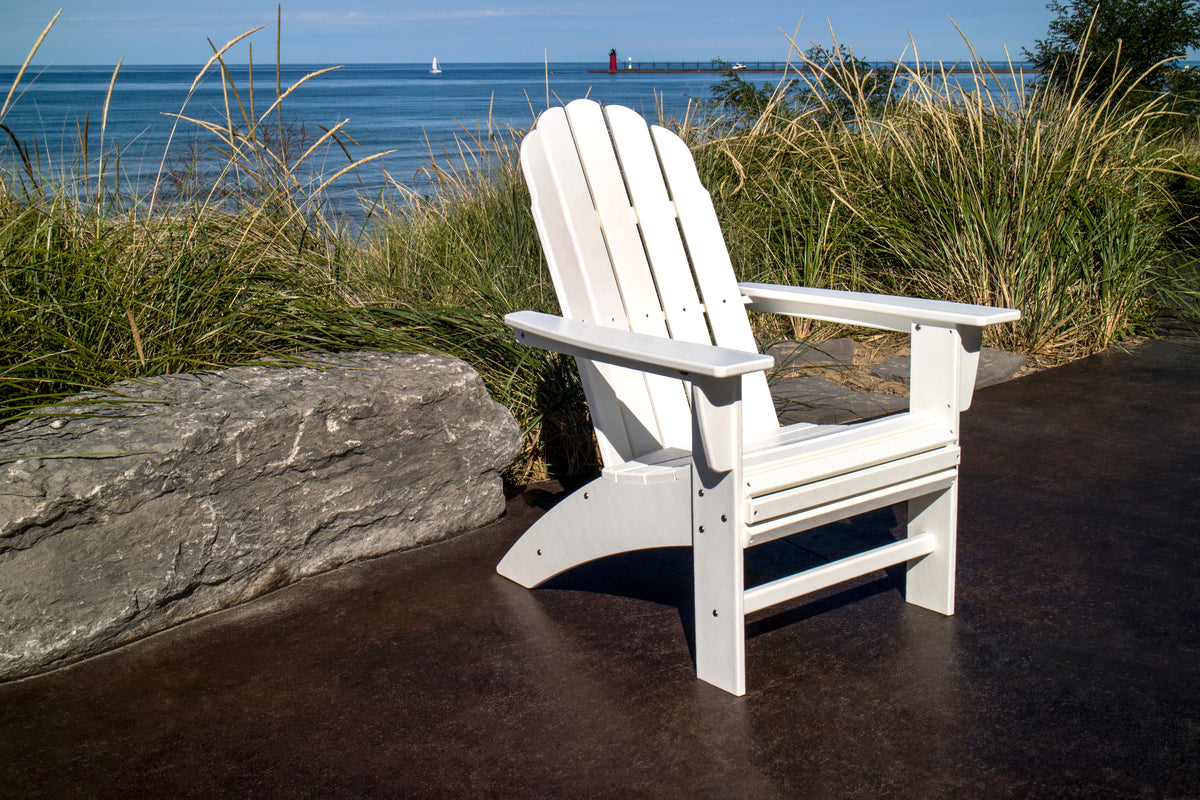 Detail photo of the POLYWOOD Vineyard Curveback Adirondack Chair in White (2)