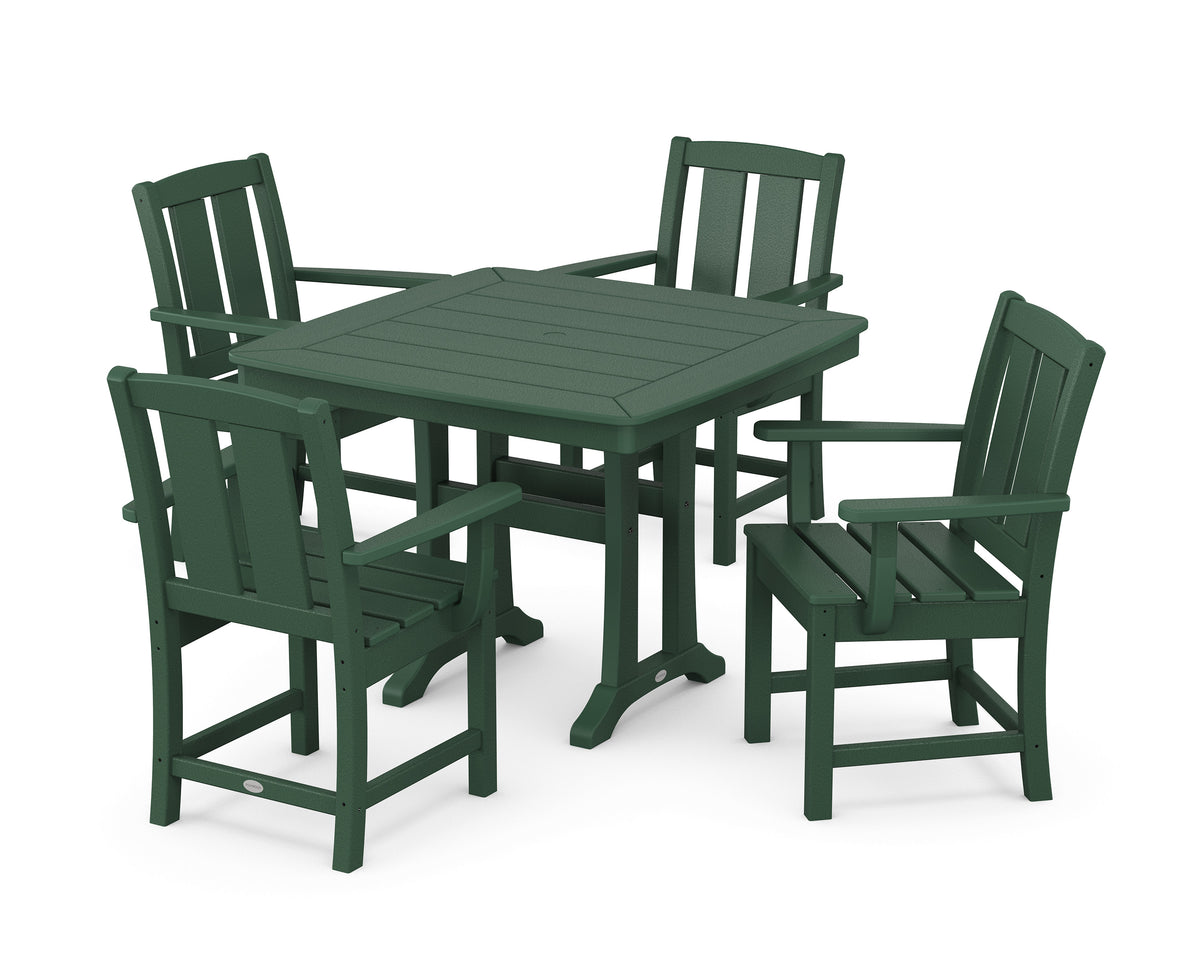 POLYWOOD Mission 5-Piece Dining Set with Trestle Legs in Green