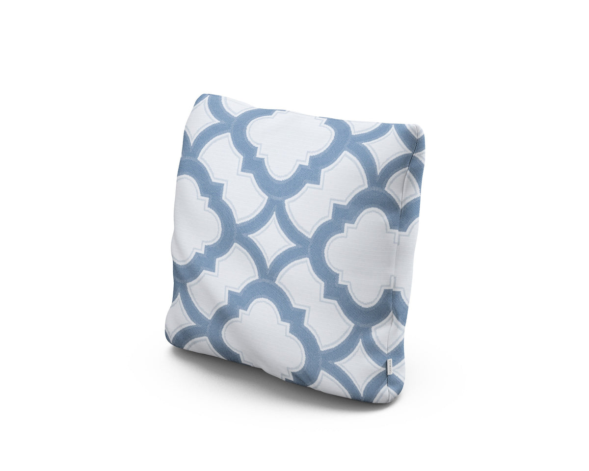 POLYWOOD 16" Outdoor Throw Pillow in Trellis Sky Blue