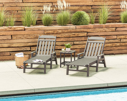 POLYWOOD Cottage 3-Piece Chaise Set with Arms in an outdoor setting