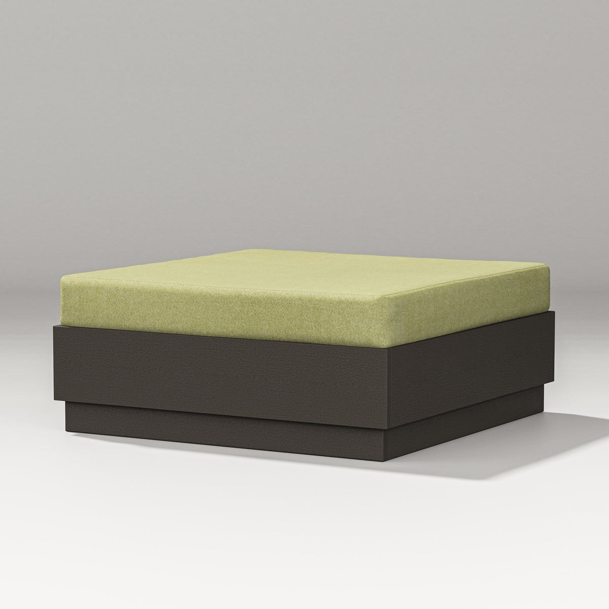POLYWOOD Elevate Lounge Ottoman in Vintage Coffee / Chartreuse Boucle