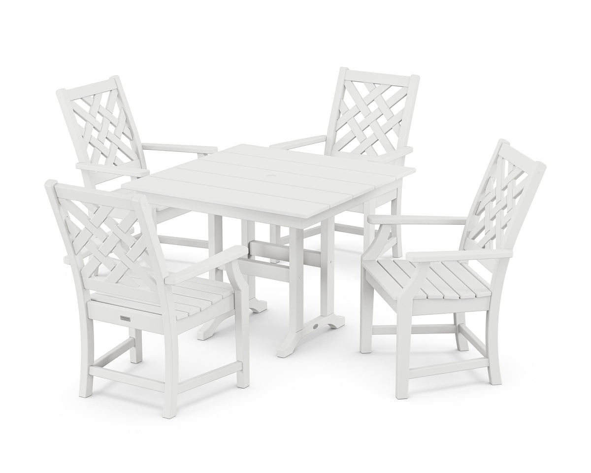 POLYWOOD Wovendale 5-Piece Farmhouse Dining Set in White
