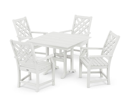 POLYWOOD Wovendale 5-Piece Farmhouse Dining Set in White