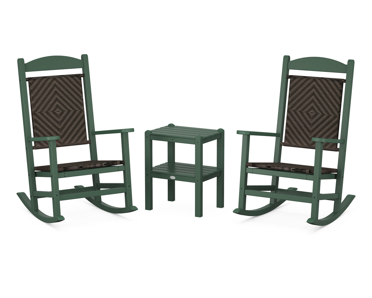 POLYWOOD Presidential Woven Rocker 3-Piece Set in Green / Cahaba