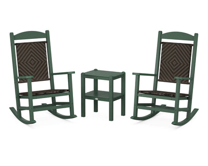 POLYWOOD Presidential Woven Rocker 3-Piece Set in Green / Cahaba
