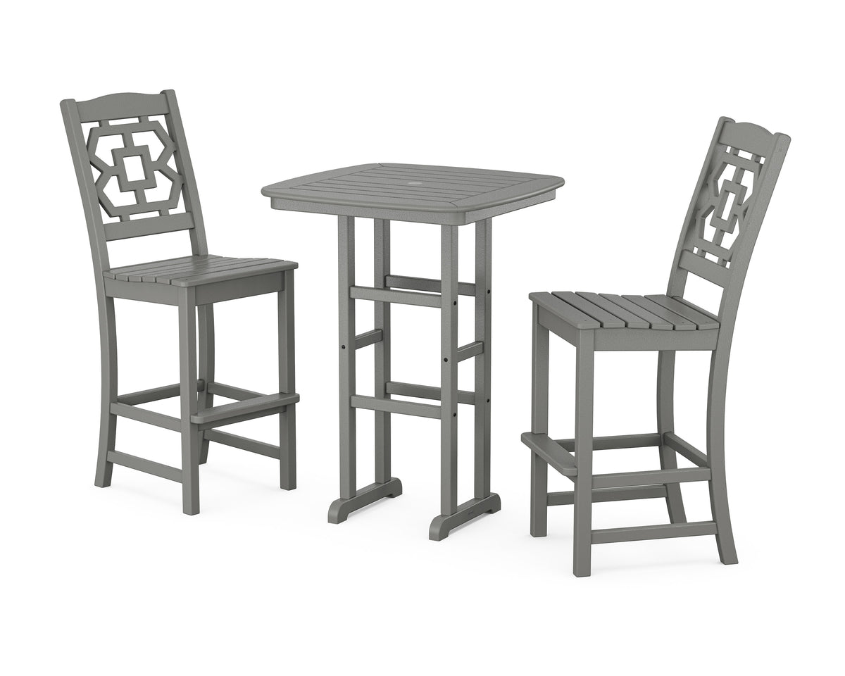 POLYWOOD Chinoiserie 3-Piece Bar Set in Slate Grey