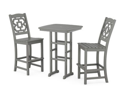 POLYWOOD Chinoiserie 3-Piece Bar Set in Slate Grey