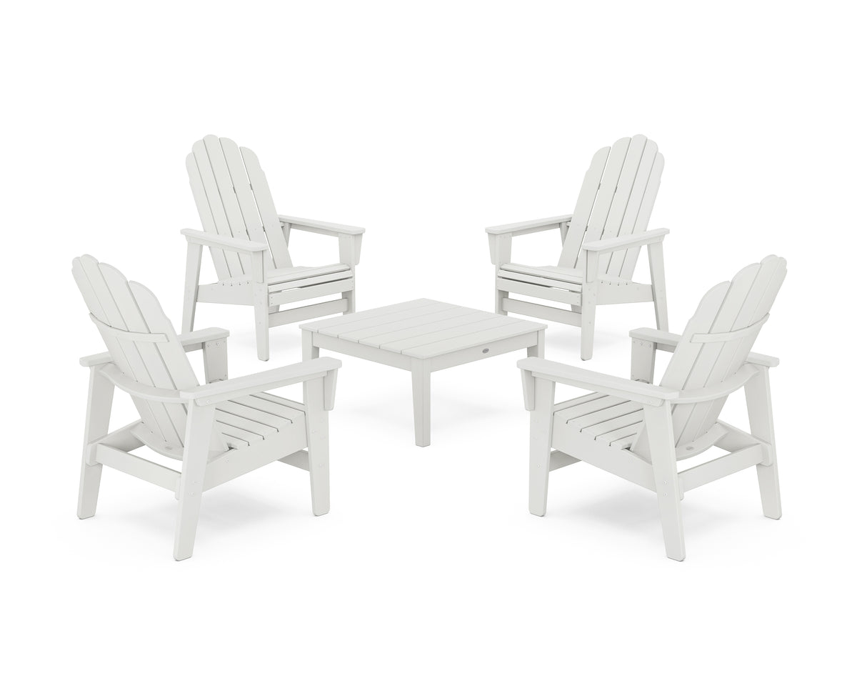 POLYWOOD 5-Piece Vineyard Grand Upright Adirondack Chair Conversation Group in Vintage White