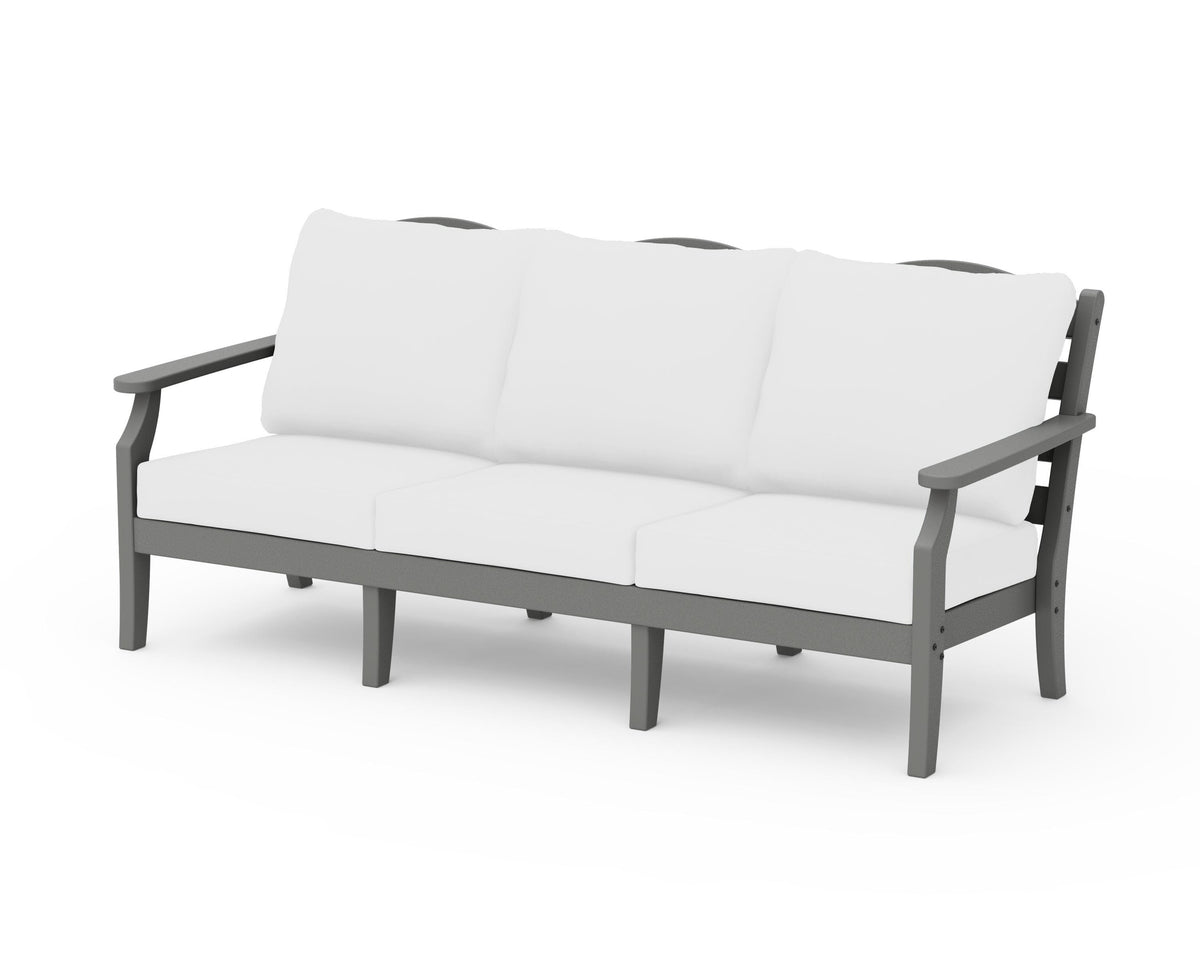 POLYWOOD Savannah Deep Seating Sofa in Slate Grey / Natural