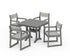POLYWOOD EDGE Sling 5-Piece Farmhouse Dining Set with Trestle Legs in Slate Grey / Birch