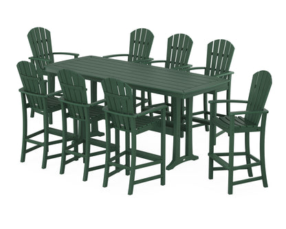 POLYWOOD Palm Coast 9-Piece Bar Set with Trestle Legs in Green