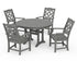 POLYWOOD Chinoiserie 5-Piece Round Dining Set with Trestle Legs in Slate Grey