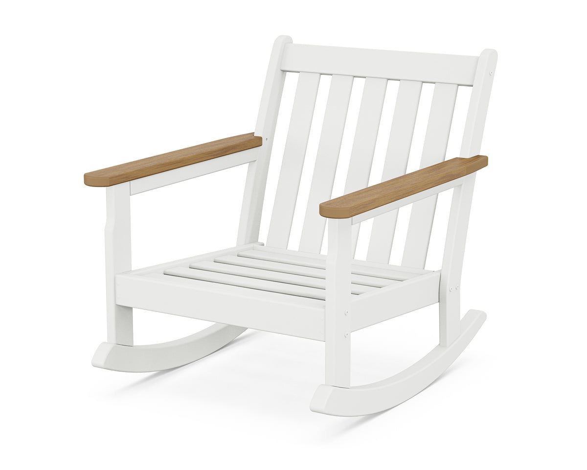 POLYWOOD Vineyard Deep Seating Rocking Chair Frame in White / Natural