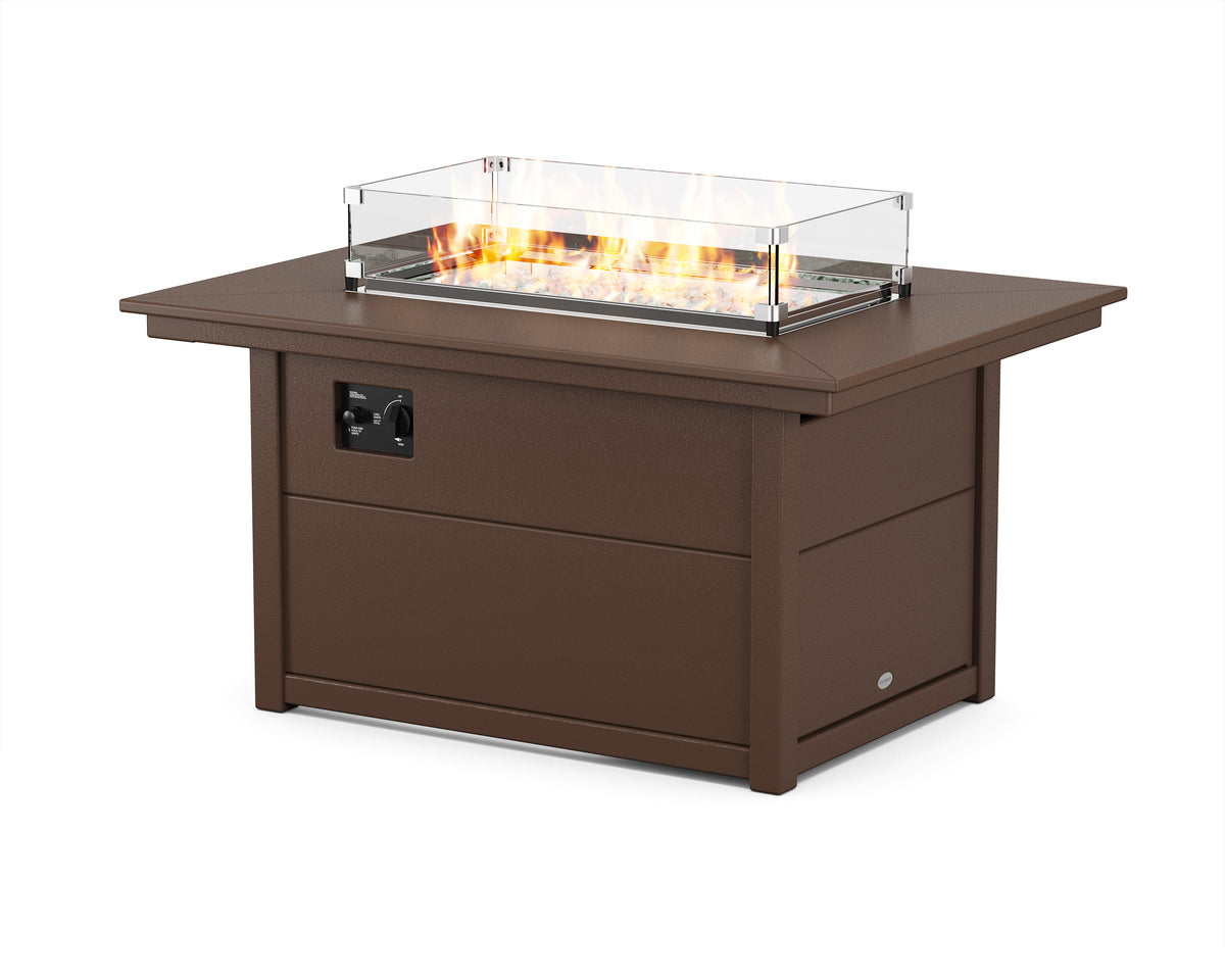 POLYWOOD Rectangle 34"x46" Fire Pit Table in Mahogany