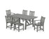 POLYWOOD Traditional Garden 7-Piece Rustic Farmhouse Dining Set in Slate Grey