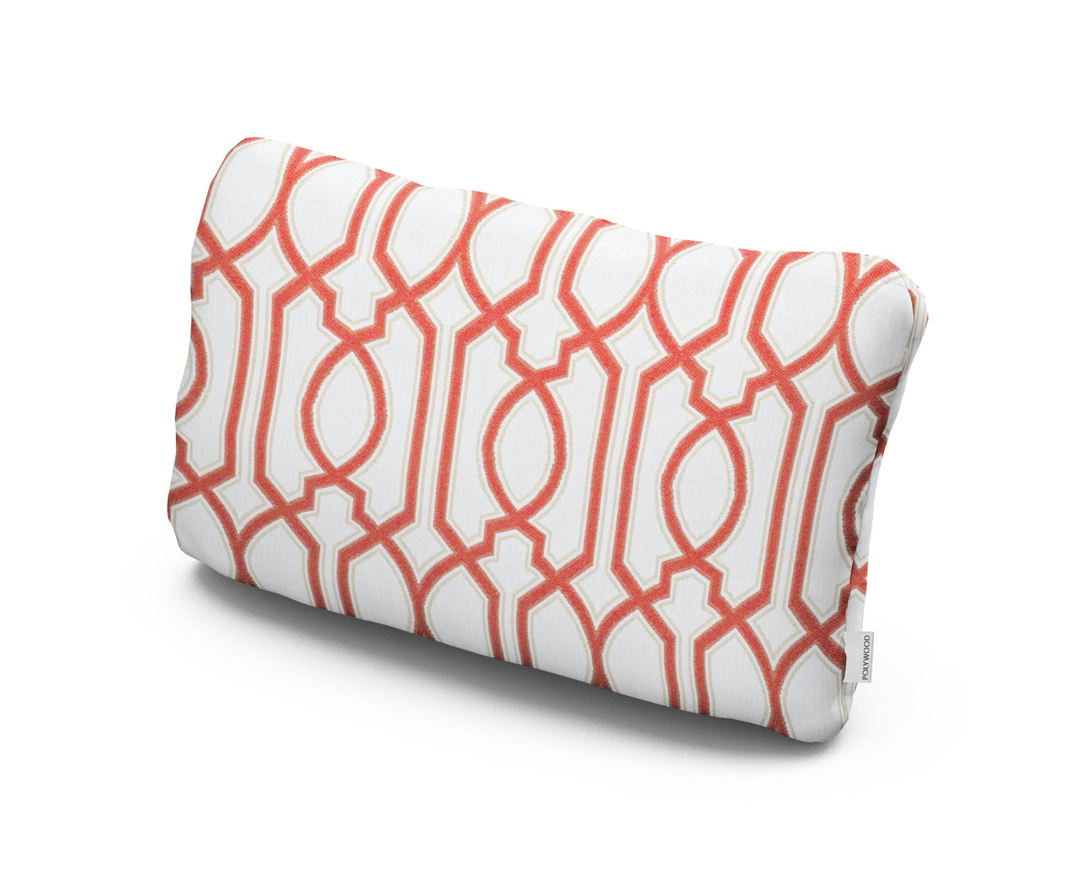 POLYWOOD Outdoor Lumbar Pillow in Chelsey Trellis Coral