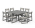 POLYWOOD EDGE Sling Side Chair 9-Piece Farmhouse Trestle Dining Set in Slate Grey / Birch