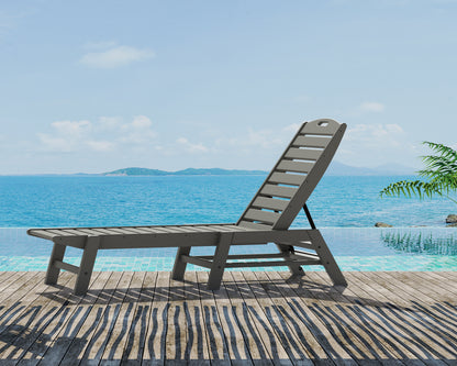 Lifestyle photo of the POLYWOOD Nautical Chaise in Slate Grey