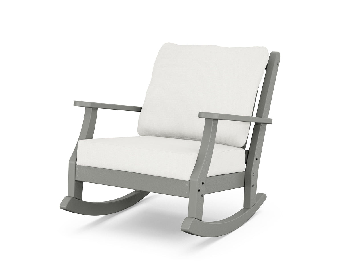 POLYWOOD Wovendale Deep Seating Rocking Chair in Slate Grey / Natural Linen