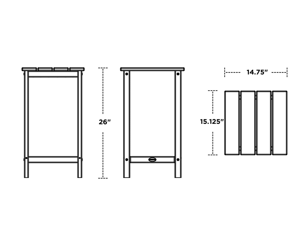 POLYWOOD Long Island 26" Counter Side Table dimensions