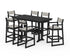 POLYWOOD EDGE Sling 7-Piece Farmhouse Bar Set with Trestle Legs in Black / Birch