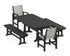 POLYWOOD Coastal 5-Piece Dining Set with Trestle Legs and Benches in Black / Birch