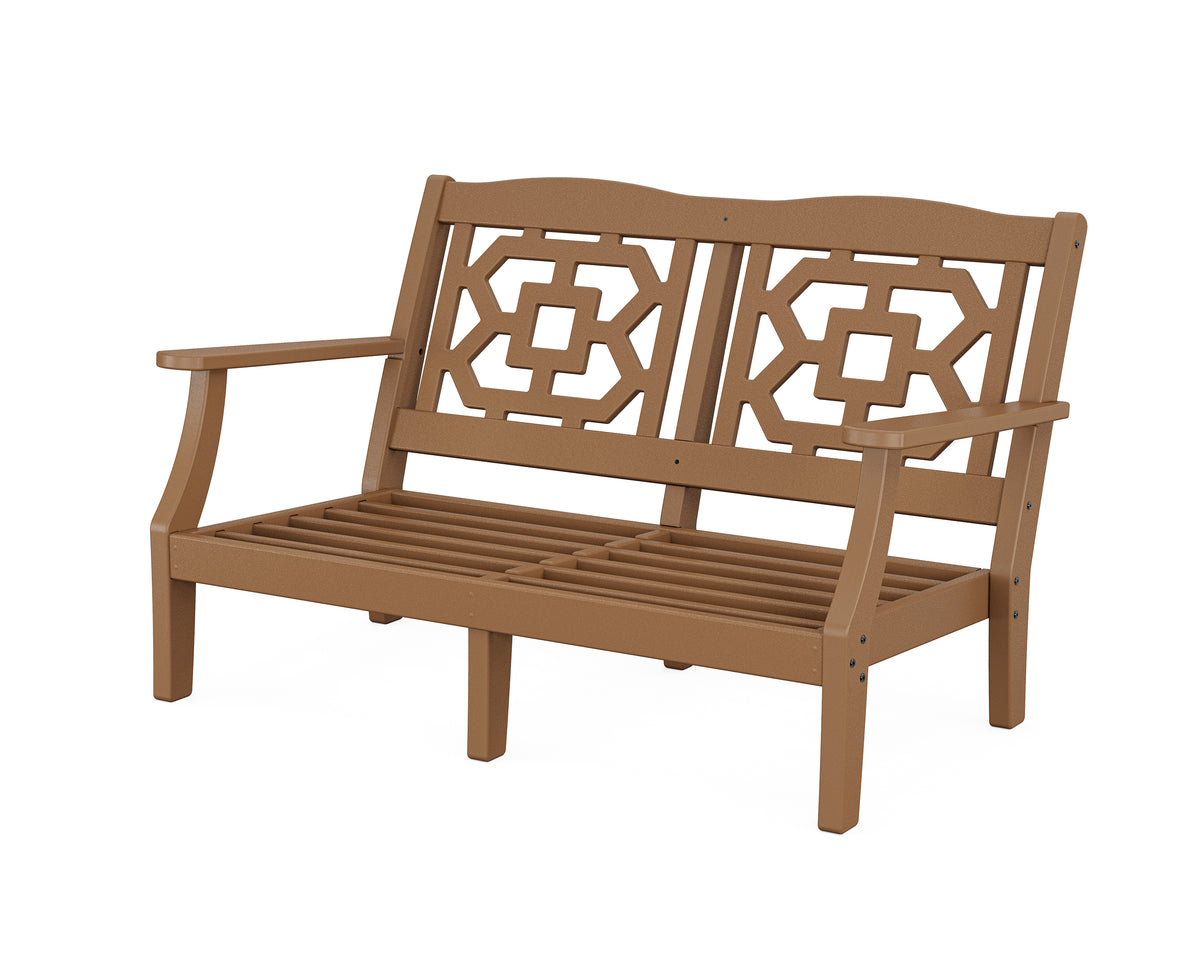 POLYWOOD Chinoiserie Deep Seating Loveseat Frame in Teak