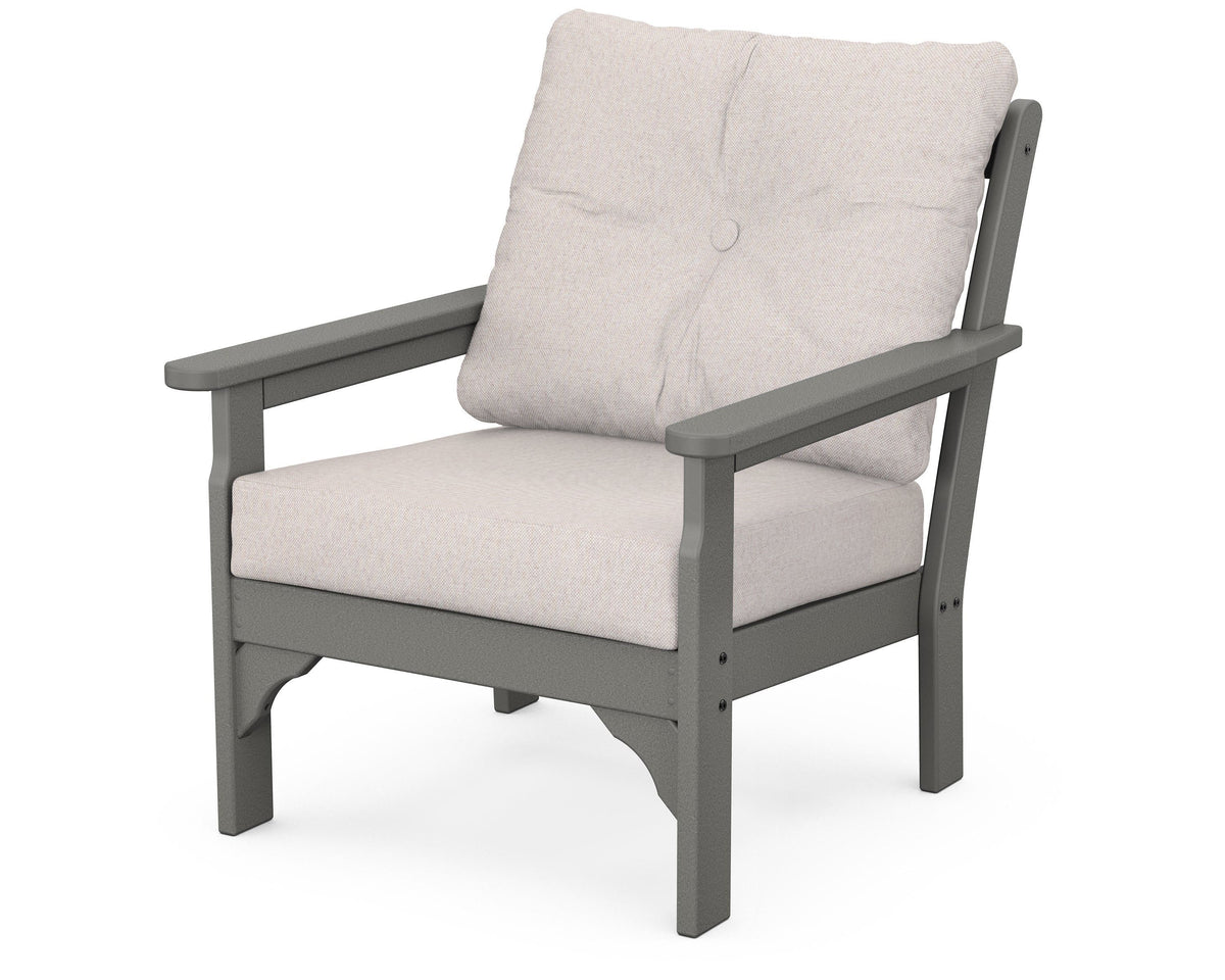 POLYWOOD Vineyard Deep Seating Chair in Slate Grey / Dune Burlap