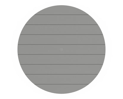 Angled view of the POLYWOOD Acadia 5-Piece Round Farmhouse Dining Set in Slate Grey