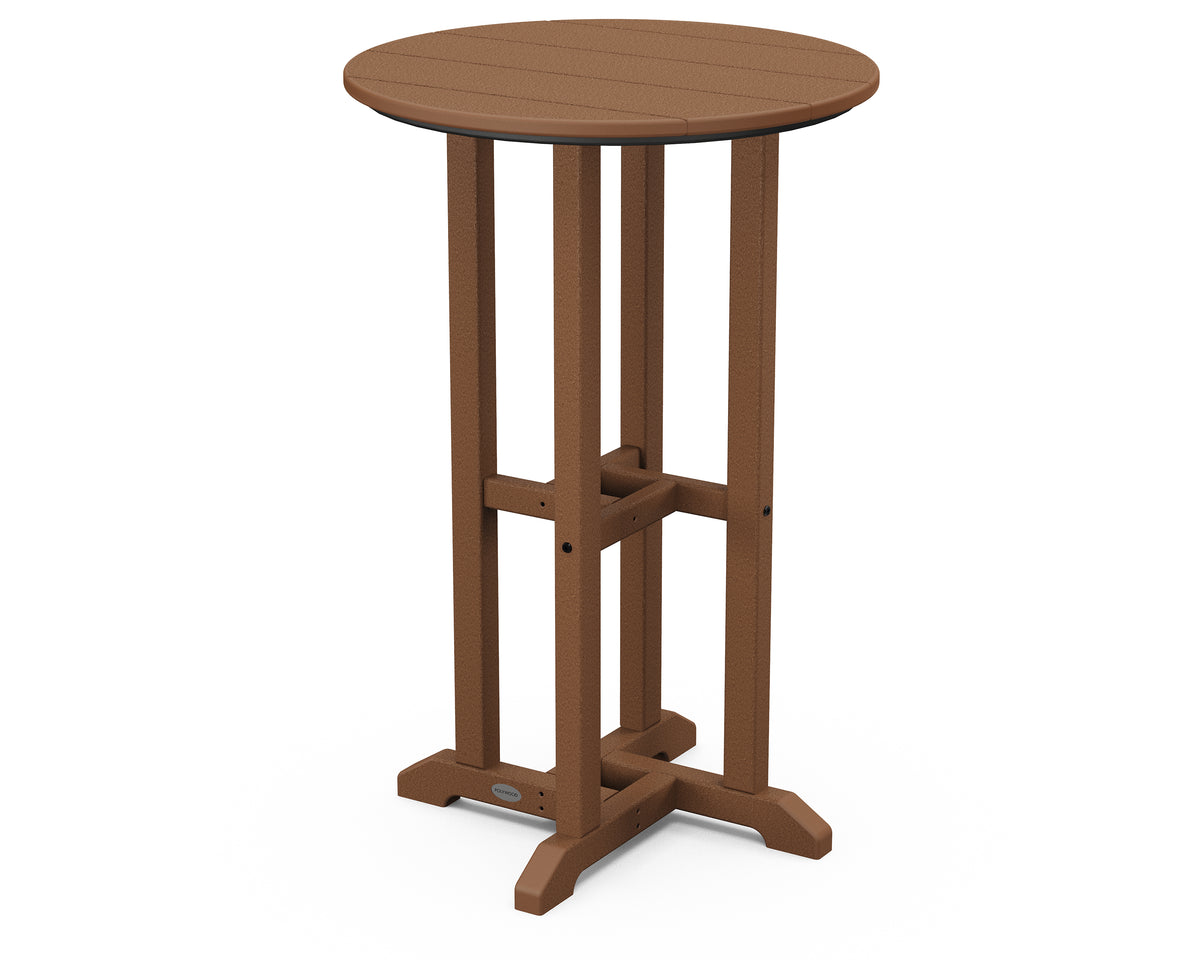 POLYWOOD 24" Round Farmhouse Counter Bistro Table in Teak