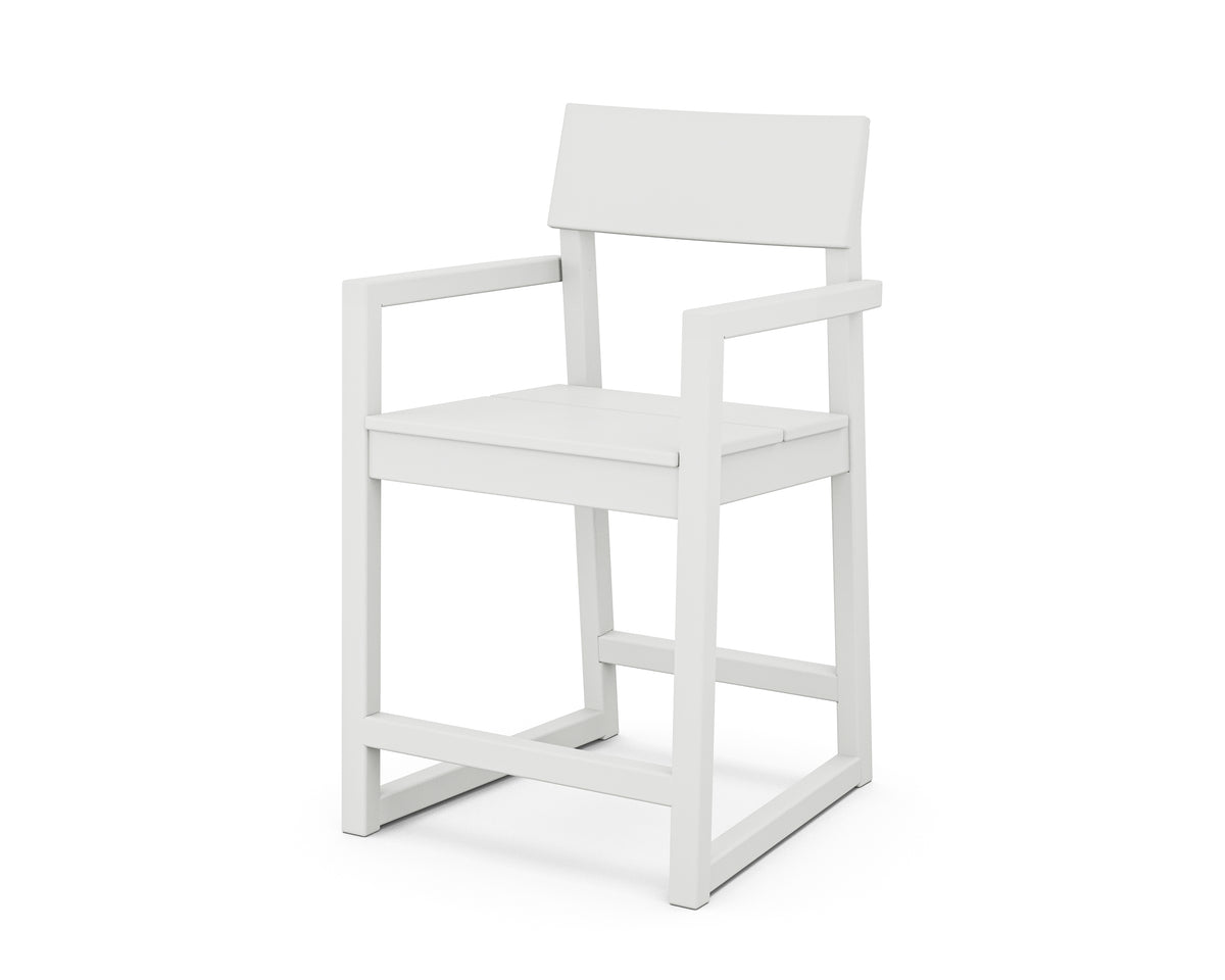 POLYWOOD EDGE Counter Arm Chair in White