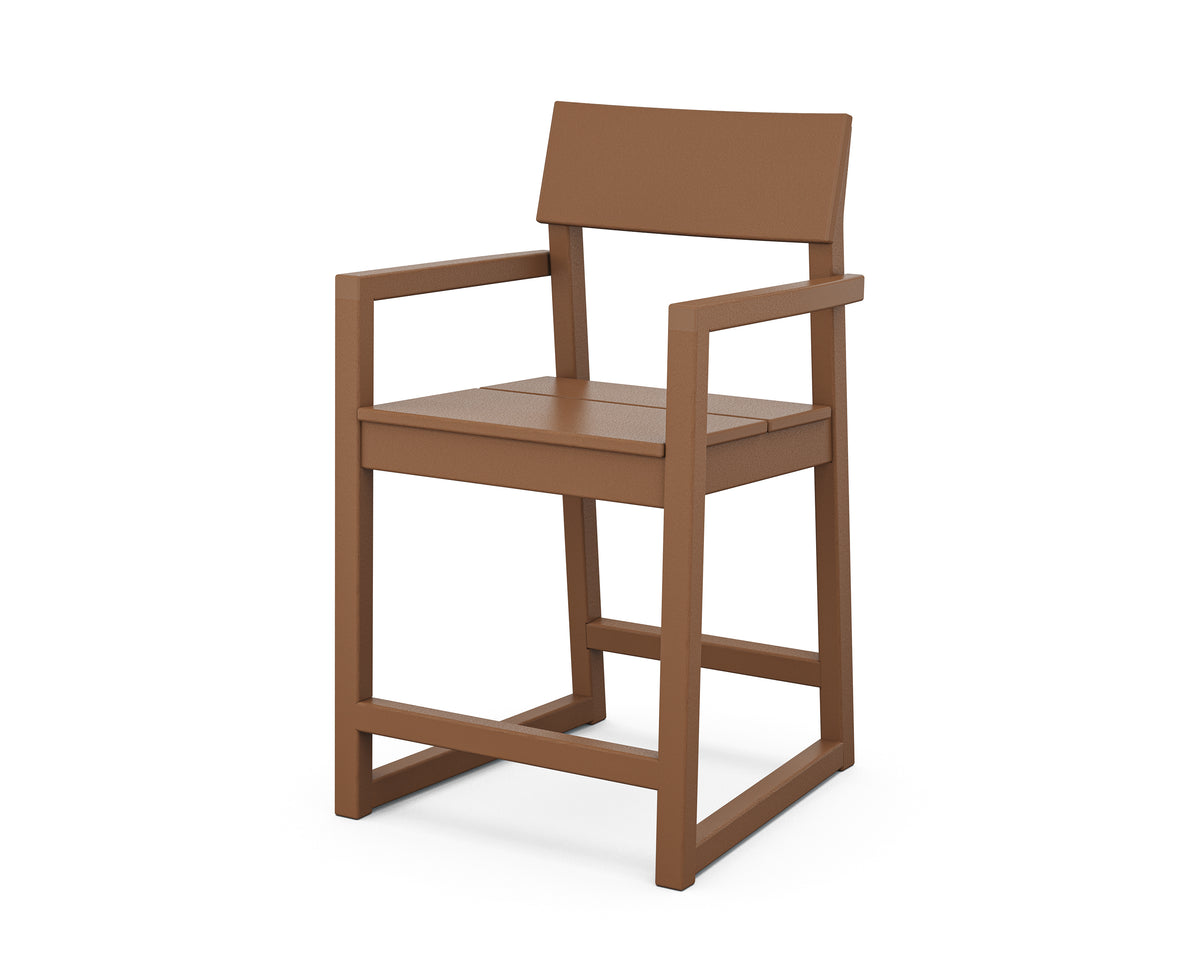 POLYWOOD EDGE Counter Arm Chair in Teak
