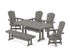POLYWOOD Nautical Adirondack Swivel 6-Piece Farmhouse Dining Set with Trestle Legs in Slate Grey
