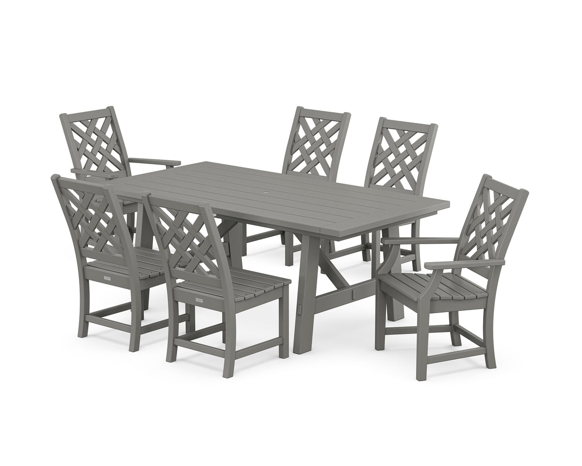 POLYWOOD Wovendale 7-Piece Rustic Farmhouse Dining Set in Slate Grey