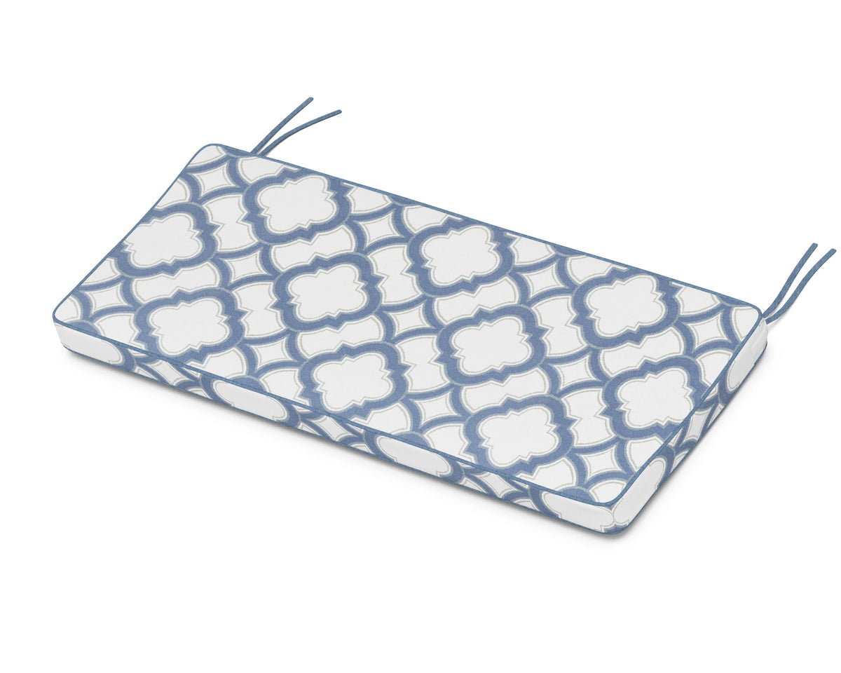 POLYWOOD Chinoiserie 48" Bench Seat Cushion in Trellis Sky Blue