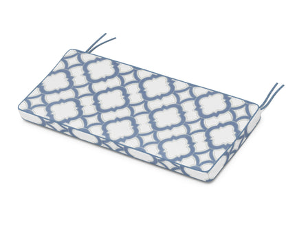 POLYWOOD Chinoiserie 48" Bench Seat Cushion in Trellis Sky Blue