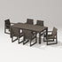 POLYWOOD PW Designer Series Elevate 7-Piece Parsons Table Dining Set in Vintage Coffee