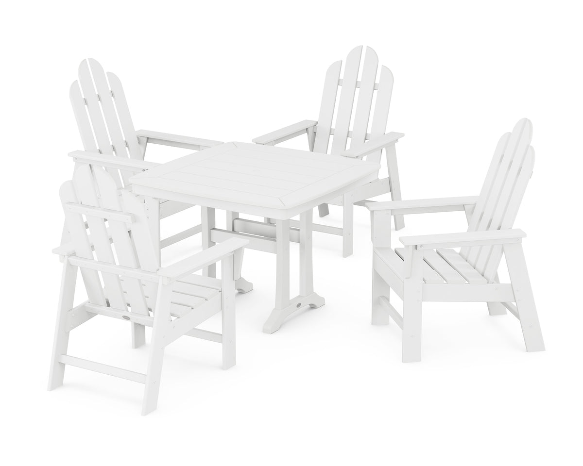 POLYWOOD Long Island 5-Piece Dining Set with Trestle Legs - 37" Table in White