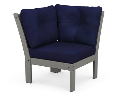POLYWOOD Vineyard Modular Corner Chair in Slate Grey / Navy