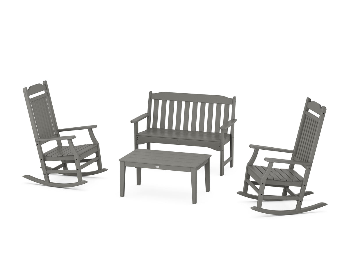 POLYWOOD Cottage Rocking Chair 4-Piece Porch Set in Slate Grey