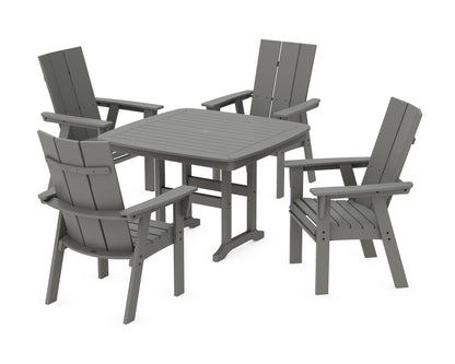 POLYWOOD Modern Curveback Adirondack 5-Piece Dining Set - 44" Table in Slate Grey