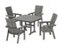 POLYWOOD Modern Curveback Adirondack 5-Piece Dining Set - 44" Table in Slate Grey