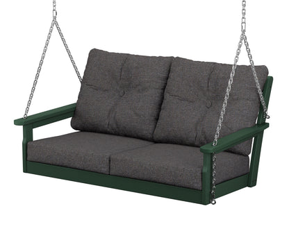 POLYWOOD Vineyard Deep Seating Swing in Green / Ash Charcoal